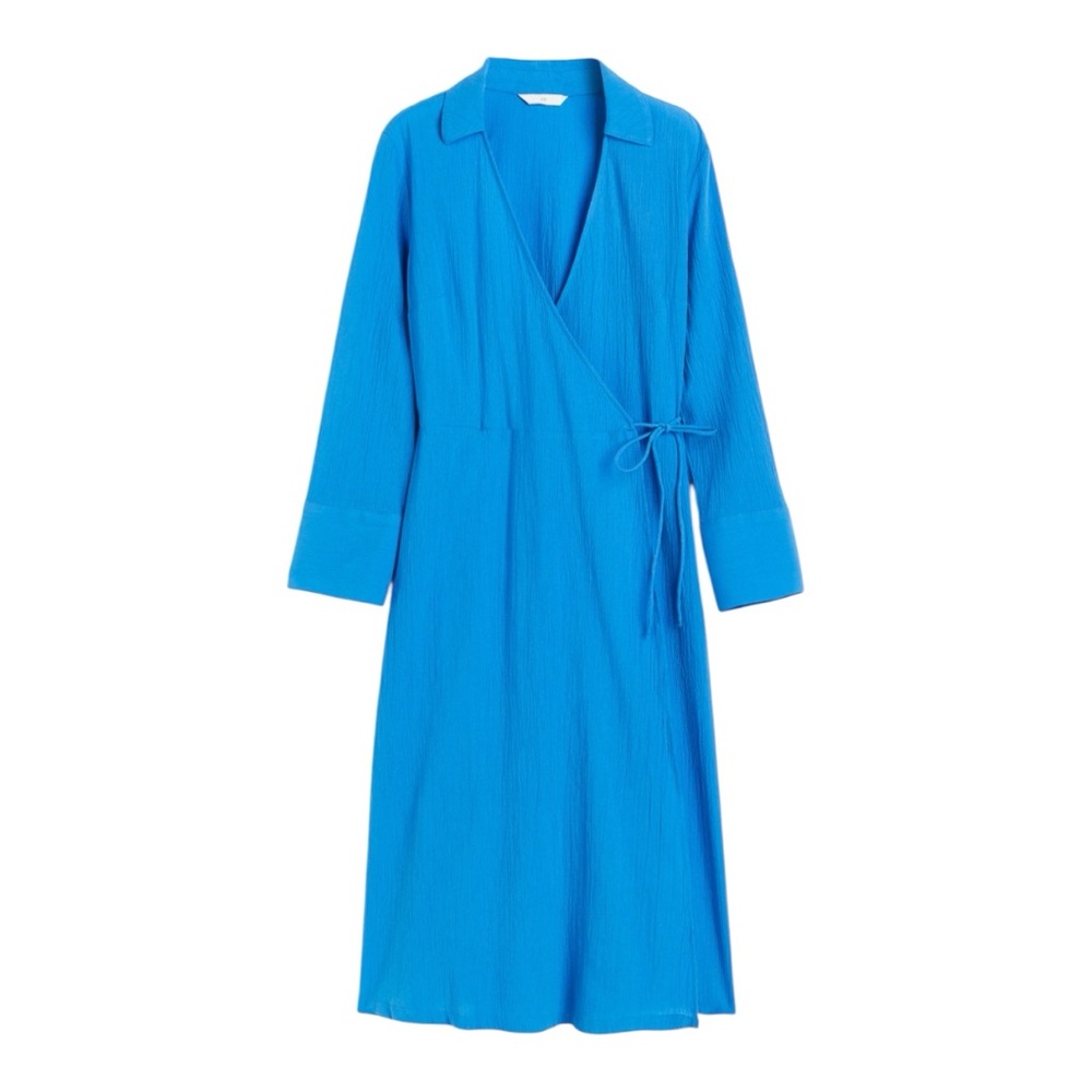 H&M Blue Wrapover Shirt Dress – Size Medium – New Without Tags